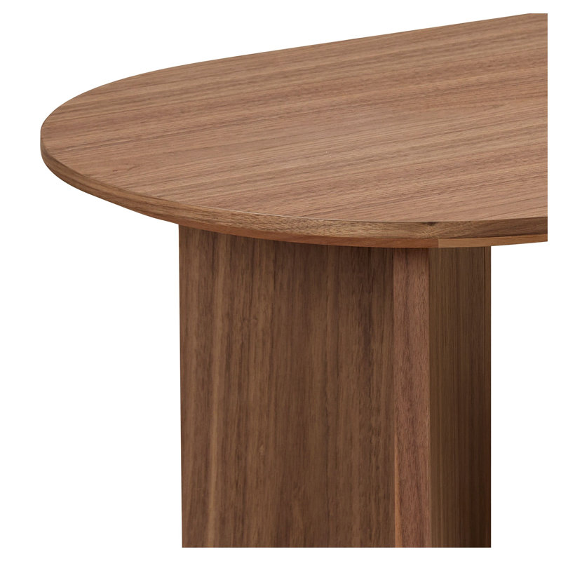 Table basse ovale moderne avec pied central, table d'appoint de salon en MDF de 100 cm (39,4 po) finition noyer