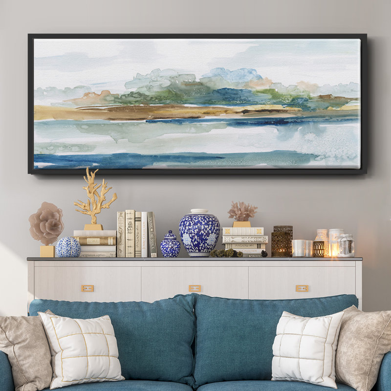 Blue Solace- Framed Canvas, 24" H x 60" W