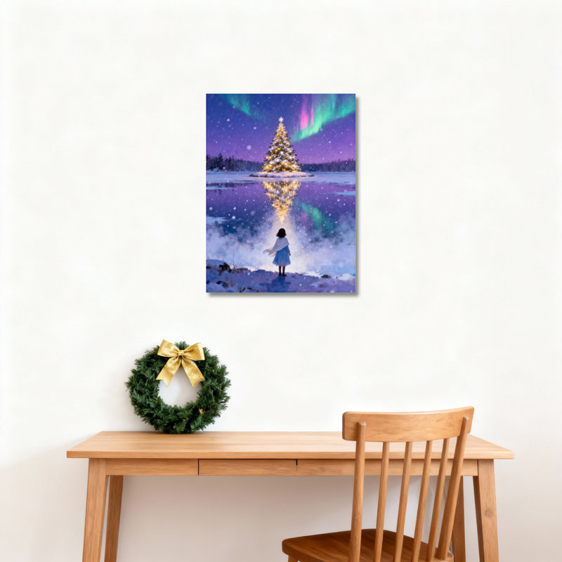 Art mural sur toile Northern Lights Tree, H 18 po x l 12 po