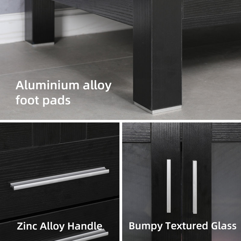 24'' Narrow Depth Single Bathroom Vanity Set with Mirror, Black