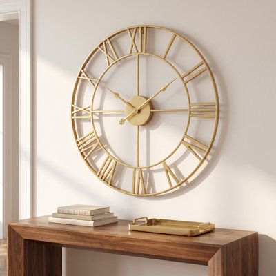 Horloge murale 23,6 po en fer avec design rétro rétro et cadre en métal