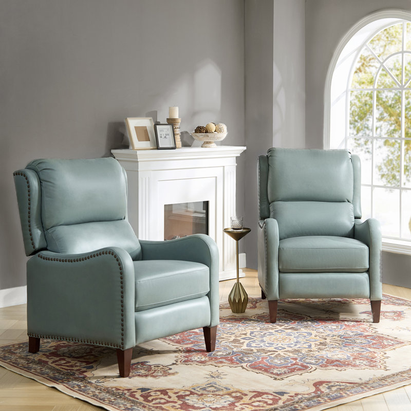 Fauteuil inclinable en cuir Beecher 28,75 po, Cuir pleine fleur gris