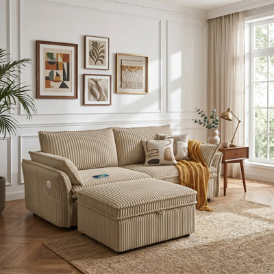 85" Textured Fabric Convertible Sofa Bed, Modern 2-in-1 Sleeper Couch