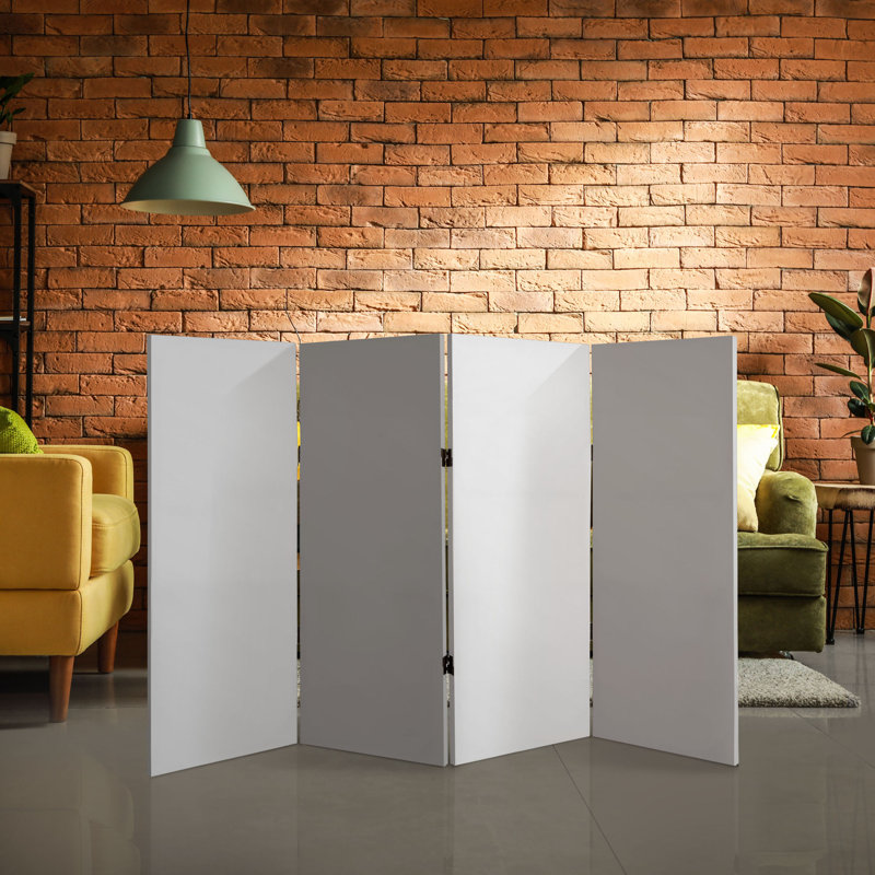 Amanveer 3 Ft. Short Canvas Folding Screen, 4 Panel