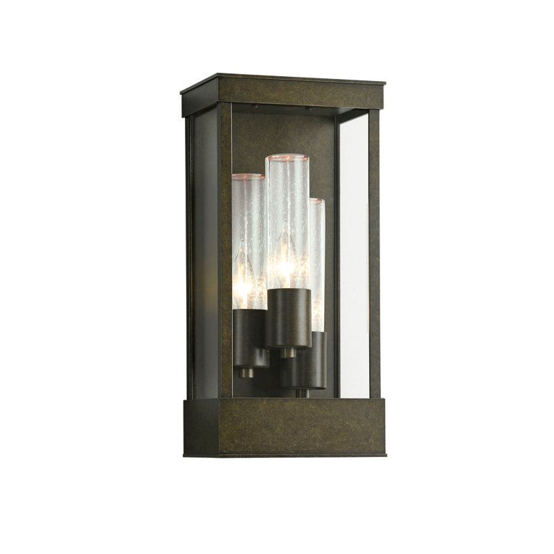 Portico Outdoor Wall Lantern, 14.8" H x 6.3" W x 4" D, Coastal White, Seeded Clear