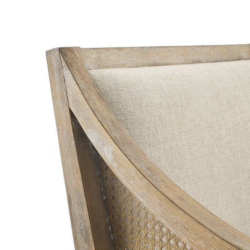 Fauteuil d'appoint avec siège et dossier rembourrés, accoudoirs cannes, l 24,25 po x P 21 po, capacité de poids de 300 lb, sangles en bois massif, coussin de 18 po, h 33,04 po