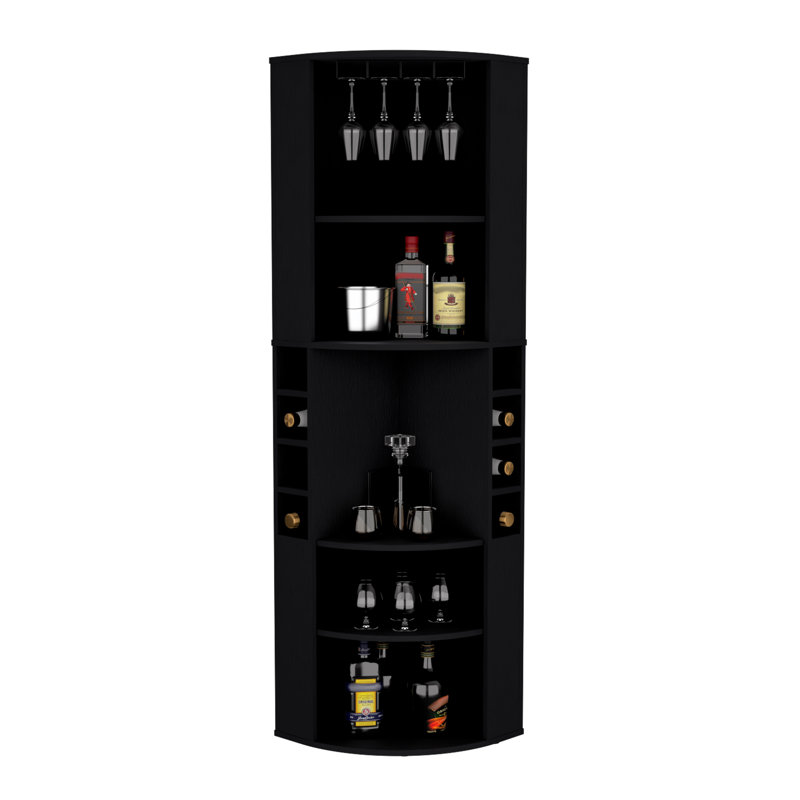 Armoire de bar Oban, Noir, noir, noir, noir