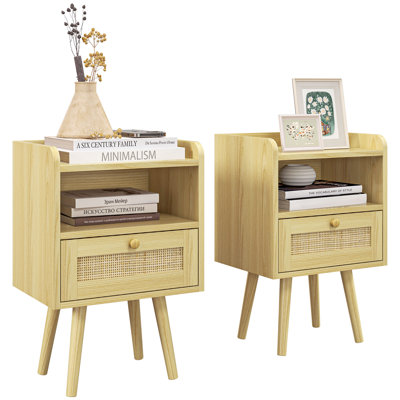 Alleane 40cm W Manufactured Wood Bedside Table
