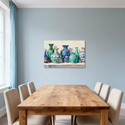 Vases en céramique tendance bleu et vert avec motifs de poissons