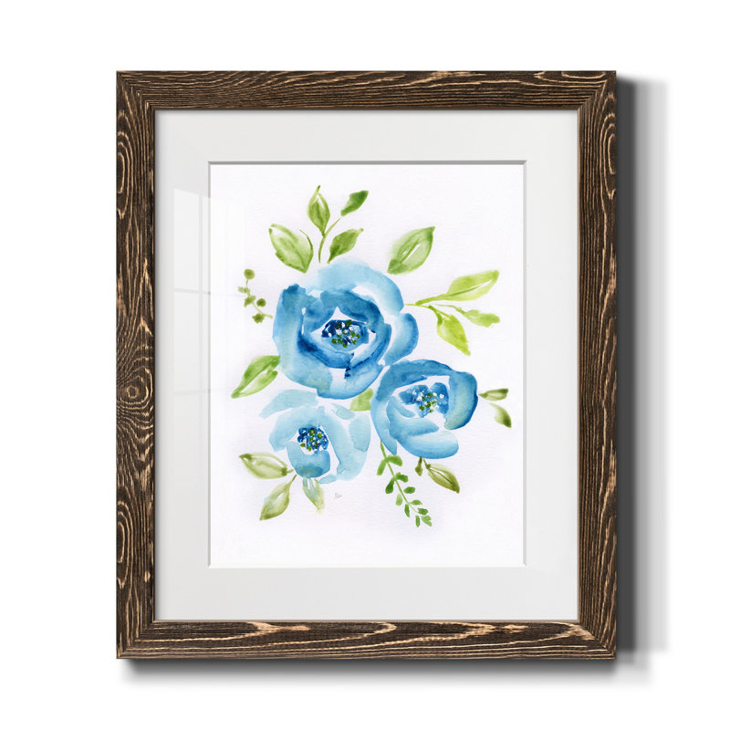Blue Morning Bouquet II - imprimé, Noyer, H 24 po x l 18 po x P 1,5 po