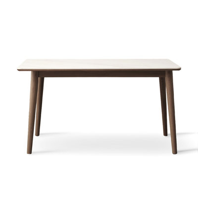 White Rectangular Solid Wood Ash wood + Sintered Stone Dining table