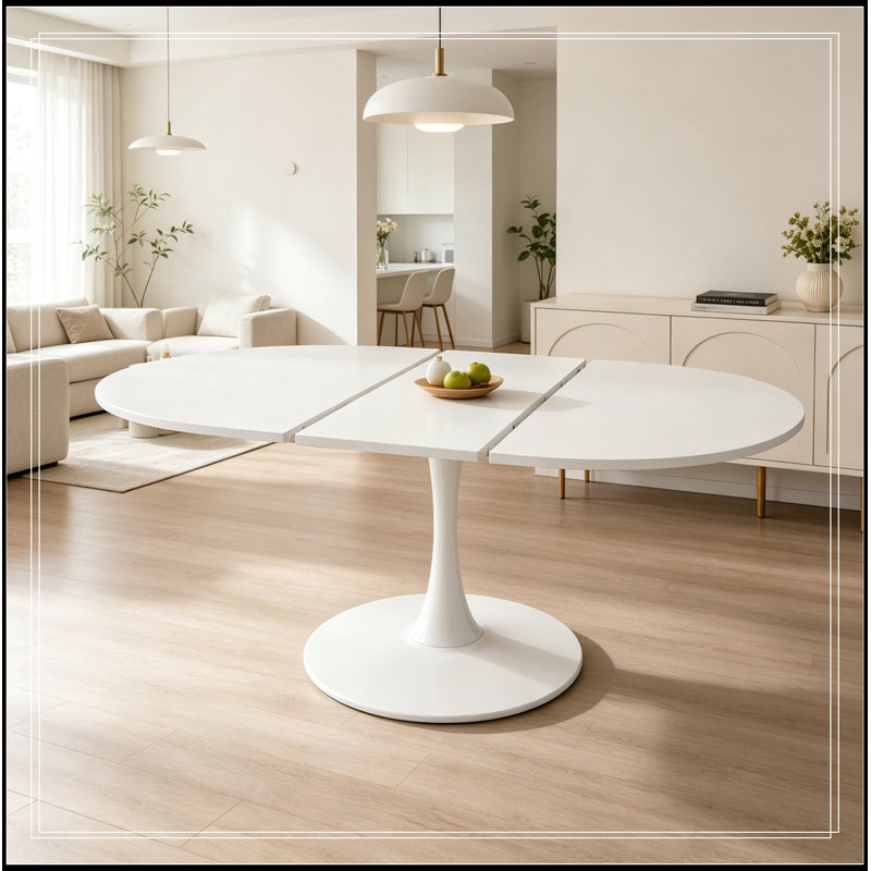 Chapman rond extensible avec base en métal, White