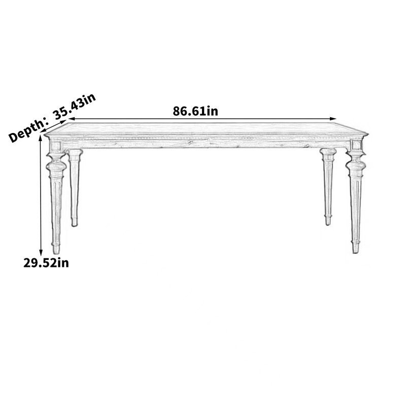 Tasheeka Pine Solid Wood Dining Table, 29.52"H x 86.61"L x 35.43"W