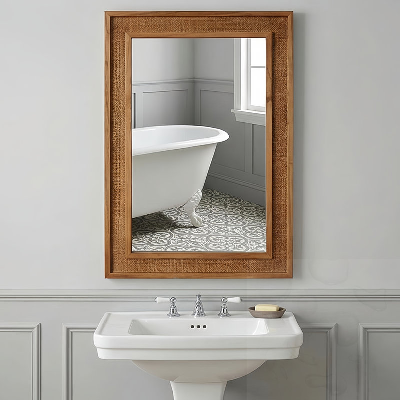 Miroir Rattan, 30 po x 20 po, Brun