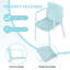 Holiday - Fauteuil empilable en PP bleu clair 4 pièces pour une utilisation intérieure / extérieure - Dossier ergonomique à lattes avec table pliante multifonctionnelle intérieure / extérieure moderne - Plateau de table en PP avec pieds en métal (blanc, kaki)-473429115