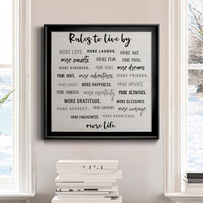 More Life - Art textuel sur toile encadré, H 30,5 po x l 30,5 po x P 1,5 po, Noir