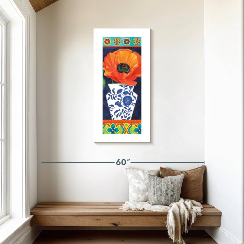 Pavot orange en fleurs, H 42 po x l 21 po