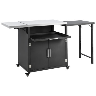 Chariot-grill de 76,2 po pour îlot de cuisine avec surface de travail pliable