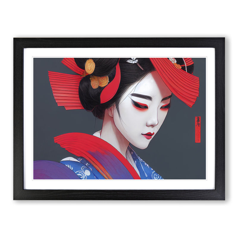 Sensational Geisha - Framed Print, 46cm H x 64cm W x 2cm D, Black