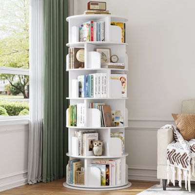 Bibliothèque rotative, bibliothèque rotative à 360 ° pour petits espaces, bibliothèque d'angle pour chambre à coucher, salon, salle d'étude
