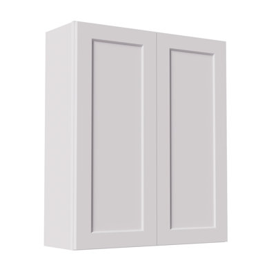 Armoires de salle de lavage de 36 pouces à fixation murale, armoire de rangement en bois massif au-dessus de la toilette, armoires de rangement de salle de bain avec 2 portes shaker et tablettes, facile à assembler pour la cuisine, le garage - blanc
