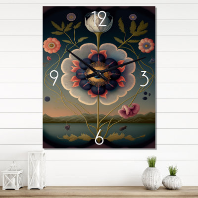 Blossoming Geometric Flower Art II Wall Clock