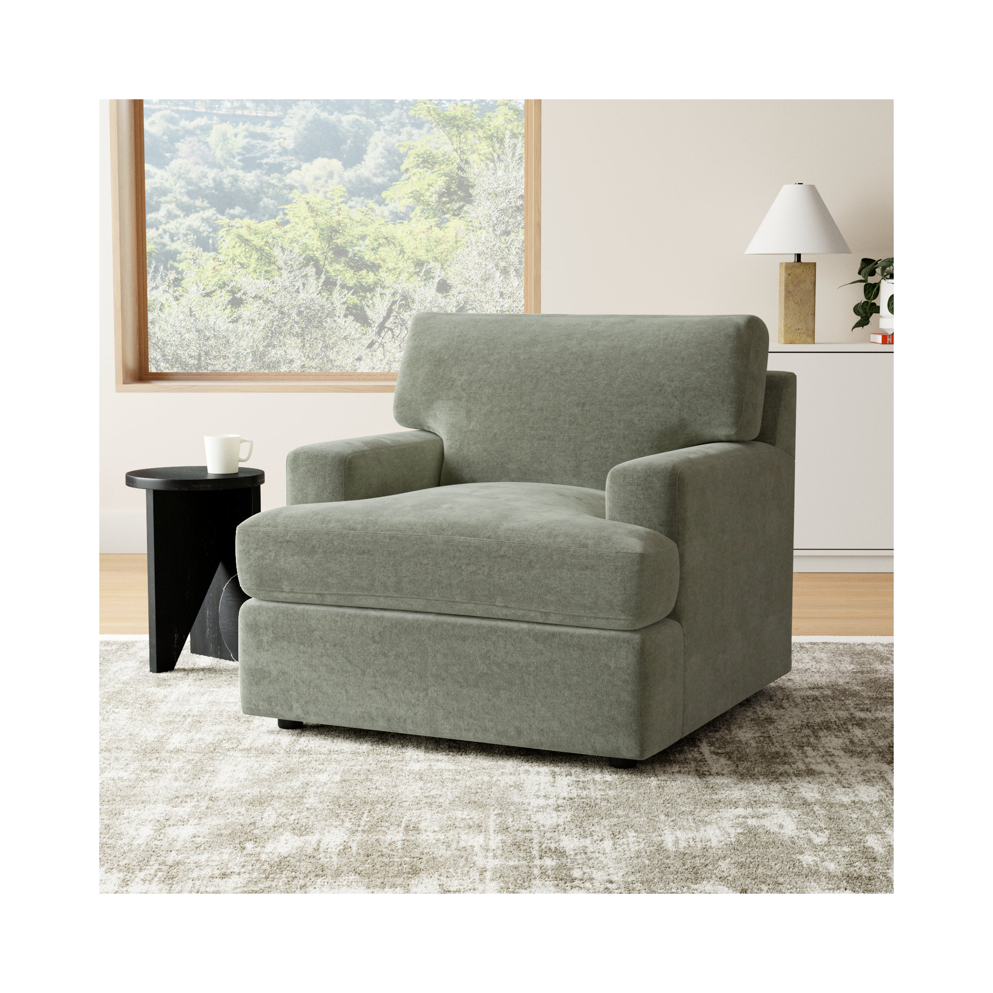 Cleo Upholstered Custom Accent Chair, Nave Metal Performance Distressed Velvet
