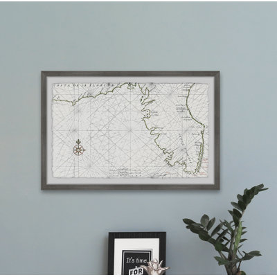 Vintage Map of Florida 1639 - Reproduction d'art graphique sur papier encadré