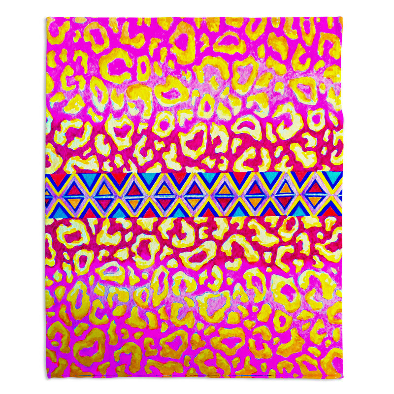 Couverture sherpa à la décomposition rose en traces de leopard, l 51 po x L 60 po