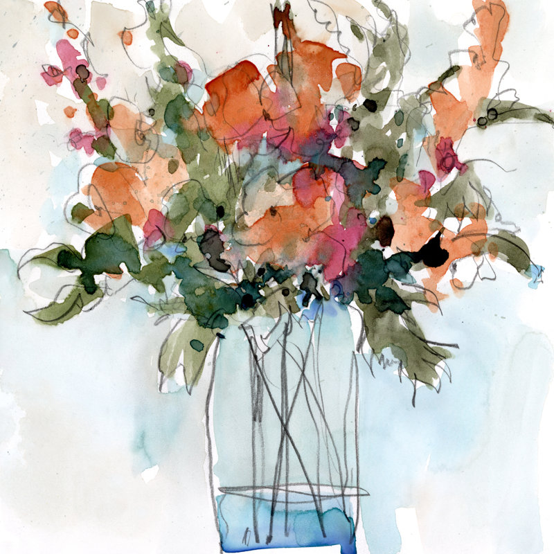 Water Garden Still Life II by Samuel Dixon - Wrapped Canvas Painting, 30cm H x 30cm W