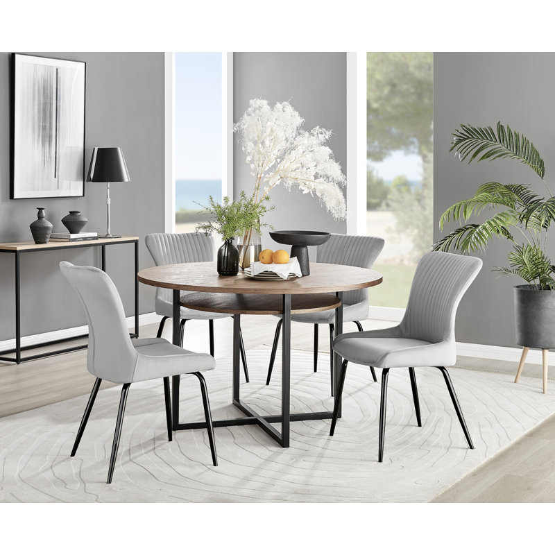 Ensemble repas pour quatre personnes, Gris clair / noir