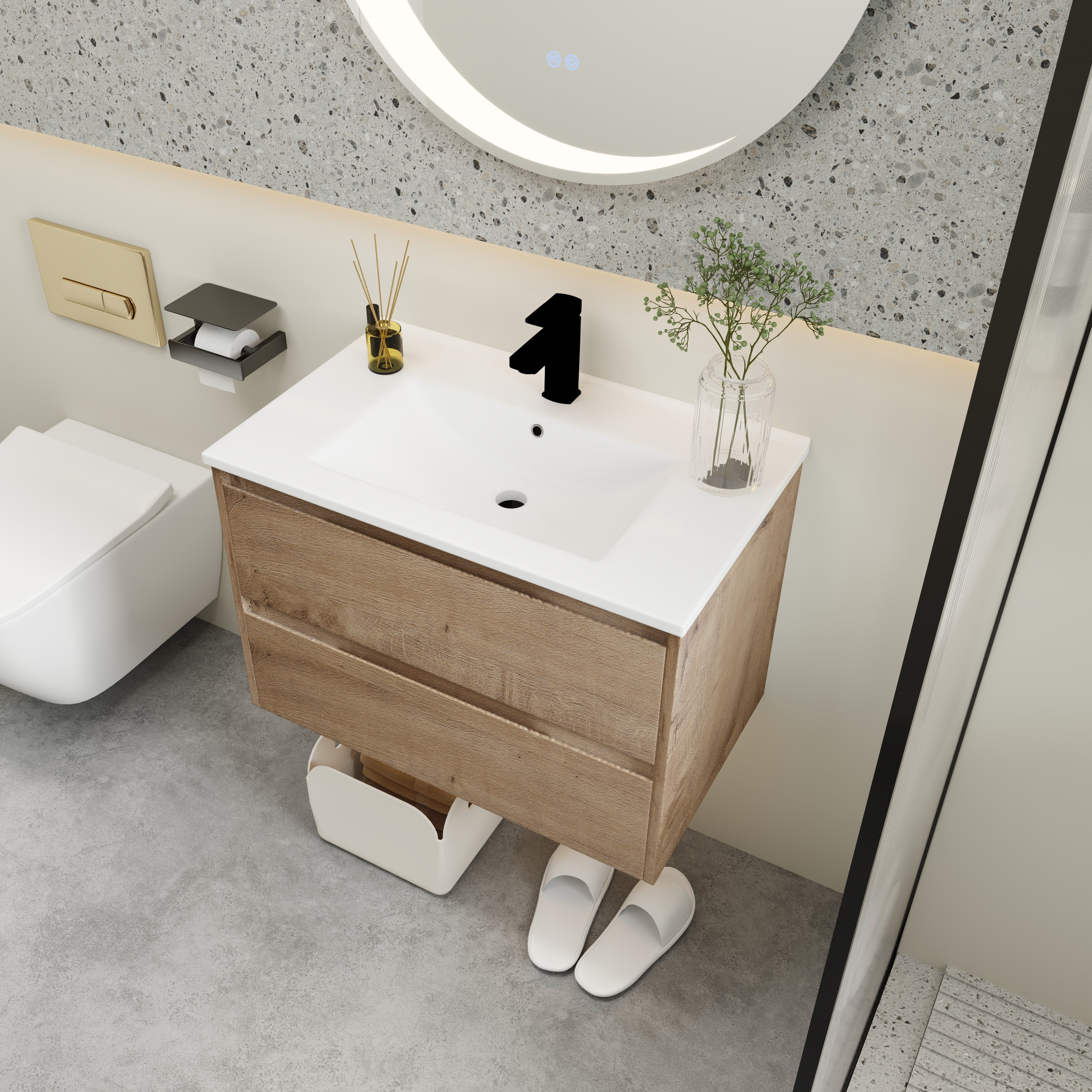 Ebern Designs Ashbik 29.93'' Single Bathroom Vanity with Ceramic Top ...