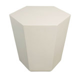 24-Inch Outdoor Side Table, Hexagon Magnesium Oxide Coffee Table for Outdoor Patio, Gardens, Backyards, Farmhouses, Living Rooms, Cream