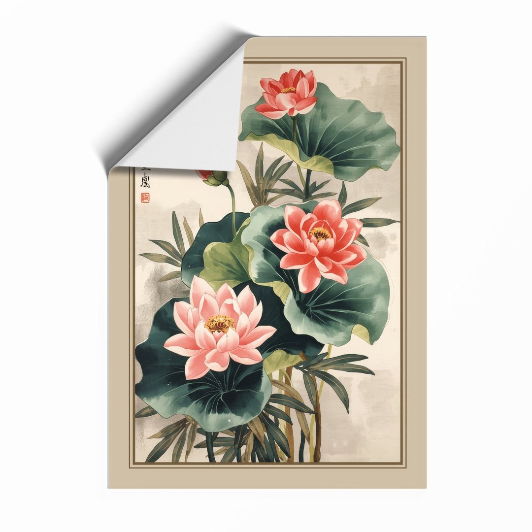 Lotus Flowers in Bloom Japandi - Framed Print