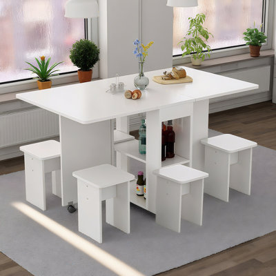 Ensemble de salle à manger 4 pièces pliable moderne avec panneau de fibres à densité moyenne durable et conception peu encombrante