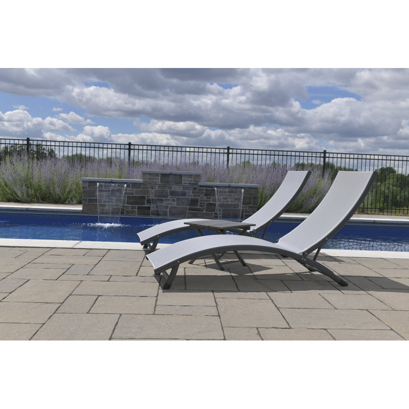 Bontang Sun Lounger Set with Loungers and Table, Light Gray