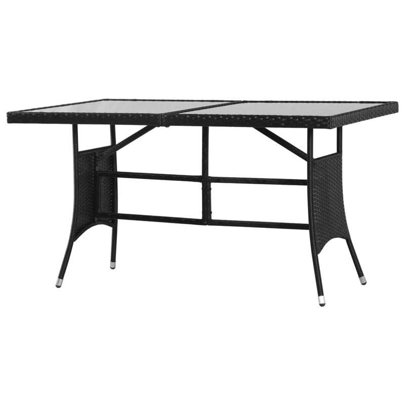 Garden Table 140X80x74 Cm Poly Rattan, Clear, Black