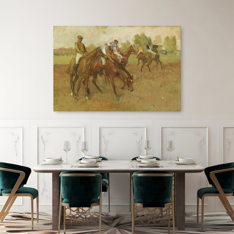 Avant La Course 1882-1888 Classic Abstract Contemporary Horse Nature Summer Wall Art Print by Edgar Degas - 1 Piece Wrapped Canvas Wall Art