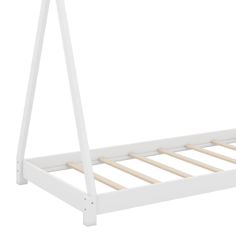 Lit plateforme simple avec structure triangulaire, Blanc