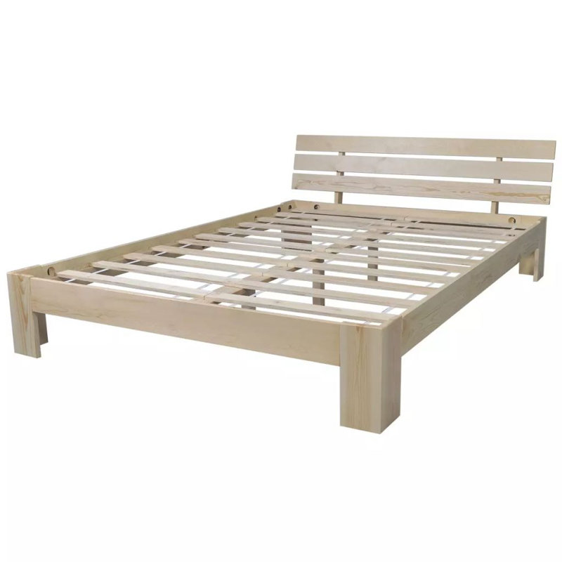 vidaXL Bed Frame Solid Pinewood, European Kingsize (160 x 200 cm), Natural