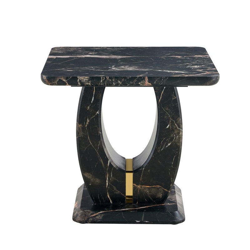 Wood 23.6"Square Coffee Table, Black