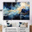 Ciel céleste bleu et blanc liquide Art - encre liquide abstrait Art mural ensemble de salon-107746485-107746488