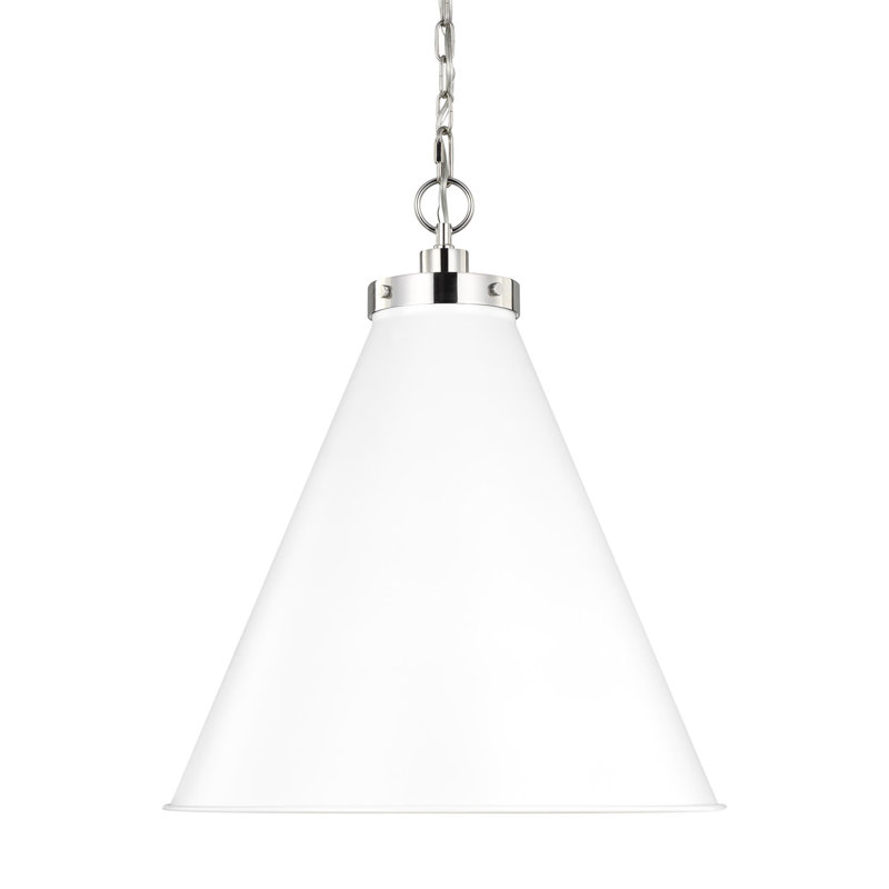 Arnell 1 - Light Single Pendant, Polished Nickel, Matte White, 19" H x 15.625" W x 15.625" D