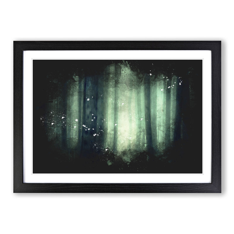 Green Misty Forest - Picture Frame Graphic Art Print, 33cm H x 45cm W x 2cm D, Black Framed