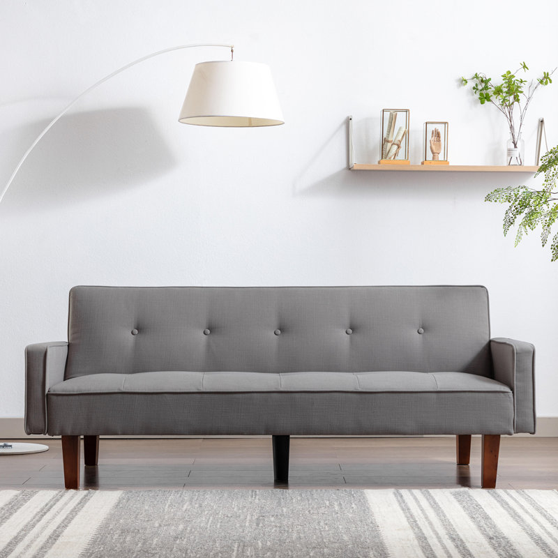Nathalia 75" Square Arm Sleeper Sofa Bed, Light Gray