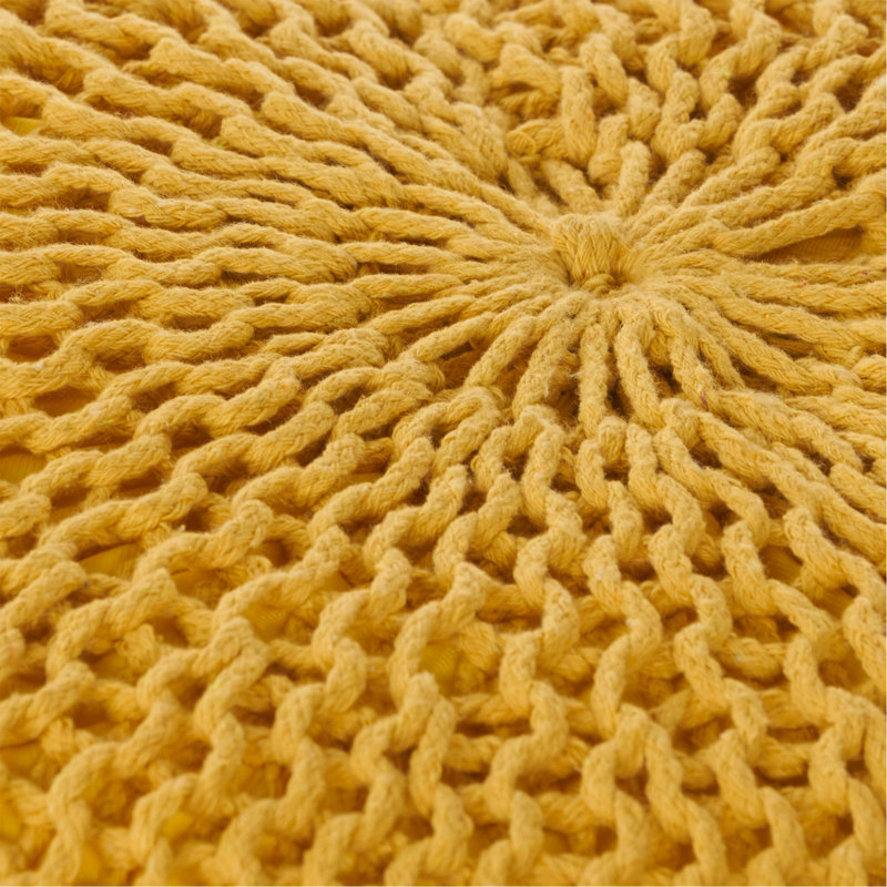 Pouf rond en coton, jaune, Jaune