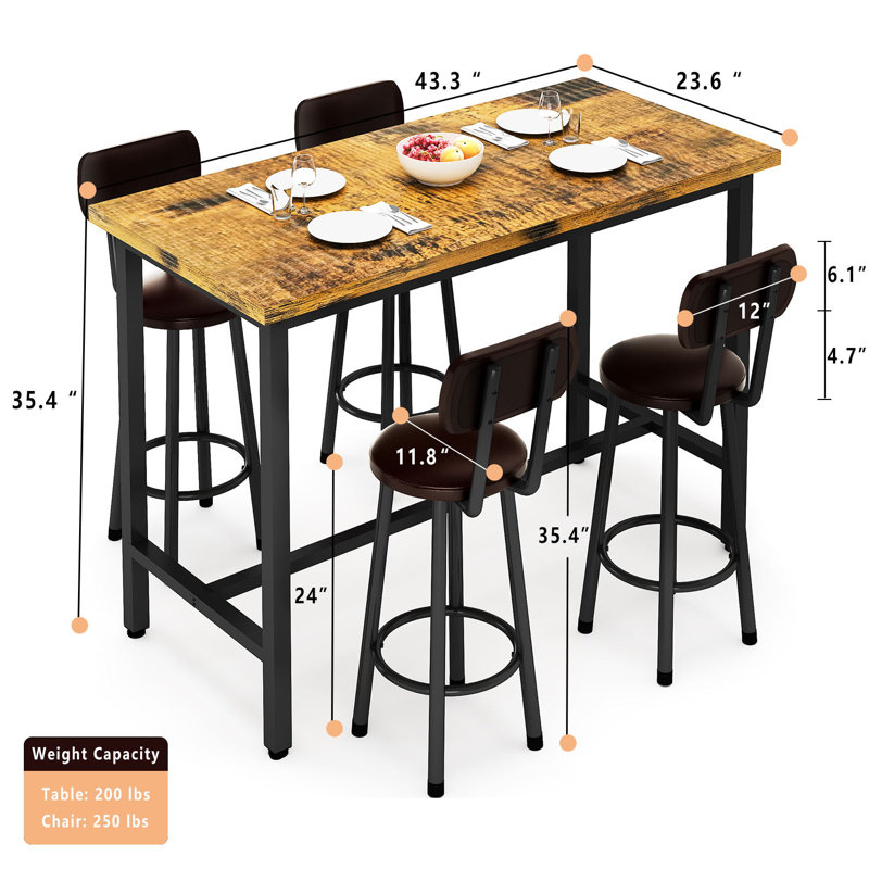 Minkar 4 - Person Four Leg Dining Set, Brown