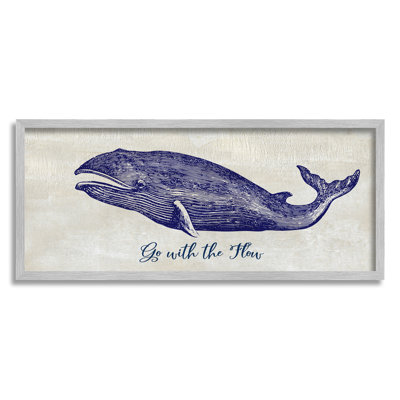 " Go With The Flow Aquatic Whale Ocean Phrase " by Susan Jill