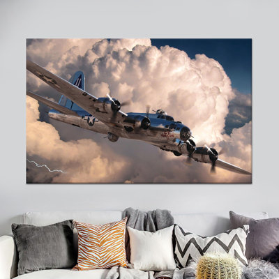 Elegant Printed Canvas: Modern Aviation Art for Home Decor,1P Wrapped Canvas