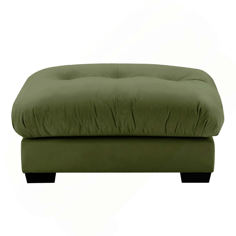 Repose-pieds rembourré en velours Modern, Olive Green